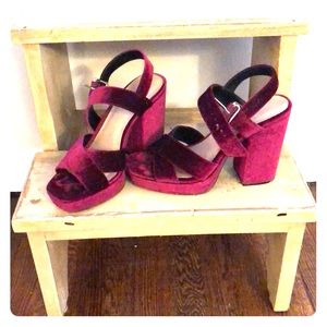 Velvet Chunky Heels